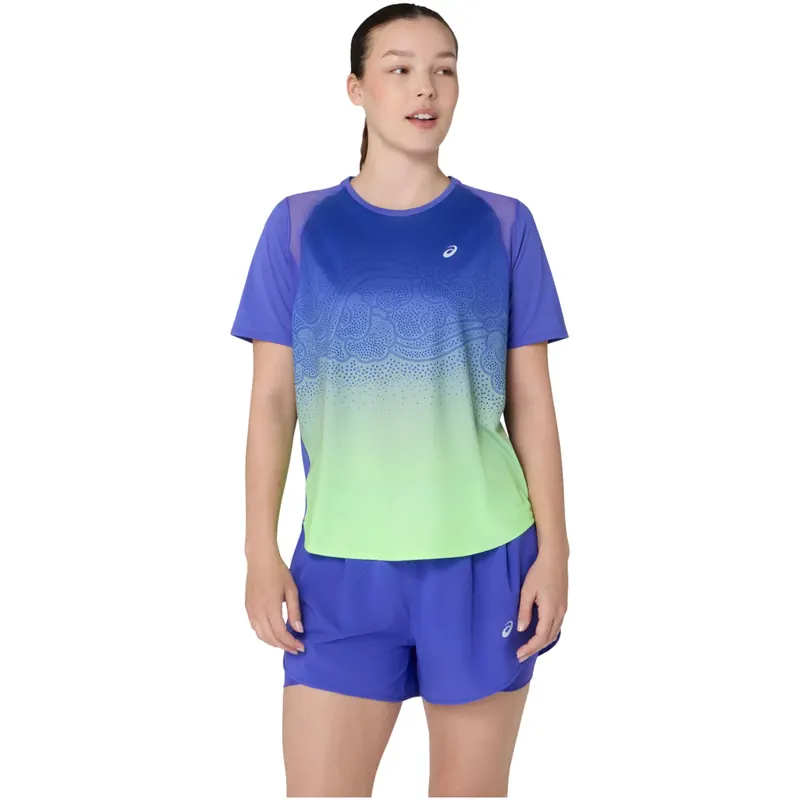 ASICS Road Fade SS Top 2012D420-400, Damskie, Niebieskie, t-shirty, poliester, rozmiar: M