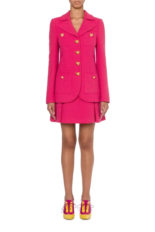 Moschino Polka Dots Jacquard Jacket Teddy Buttons Pink Maat: 36 | Blazers Outlet | Dames | Roze