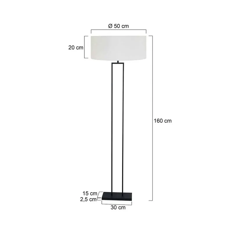 Lampa podłogowa Stang, czarna/biały len, wysokość 160 cm, E27