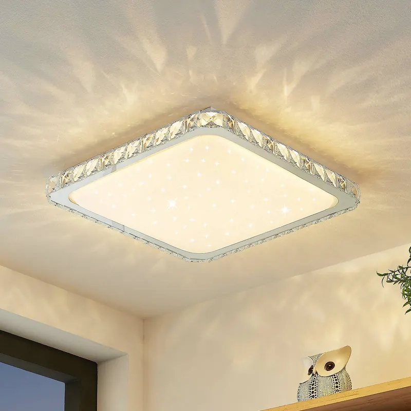Lampa sufitowa LED Lindby Lorand, kryształy, CCT, pilot zdalnego sterowania