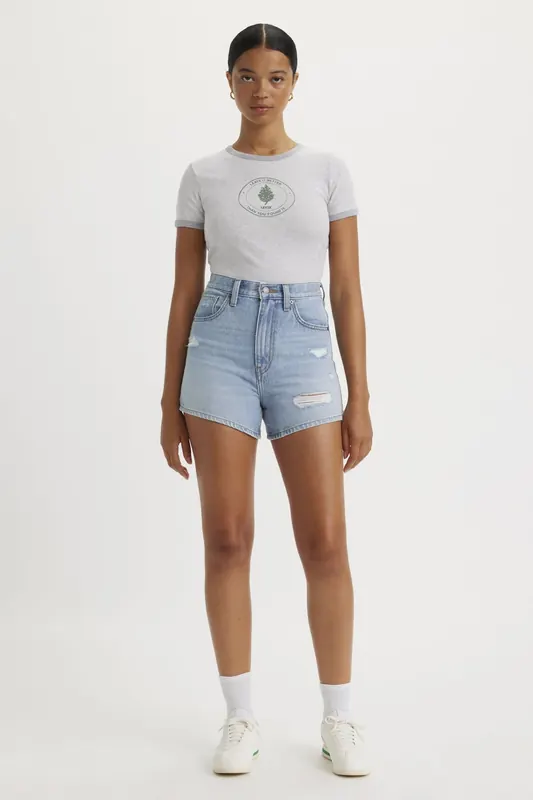 Levi's High Rise Mom Shorts Maat: W27 | Korte Broeken Outlet | Dames | Blauw