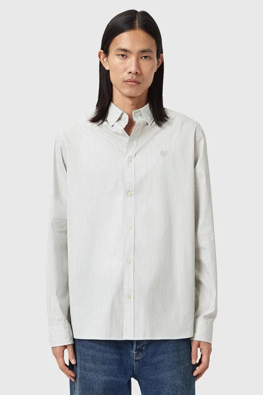 AllSaints Nolan Ls Shirt Jetstream White Maat: XXL | Casual Overhemden Outlet | Heren | Wit