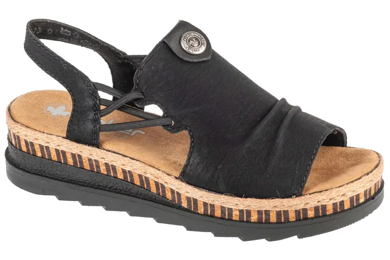 Rieker Sandals V7972-00, Damskie, Czarne, sandały, skóra syntetyczna, rozmiar: 39