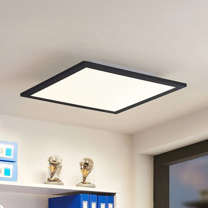 Panel LED Lindby Nelios, 40 x 40 cm, 4000 K, czarny, metalowy