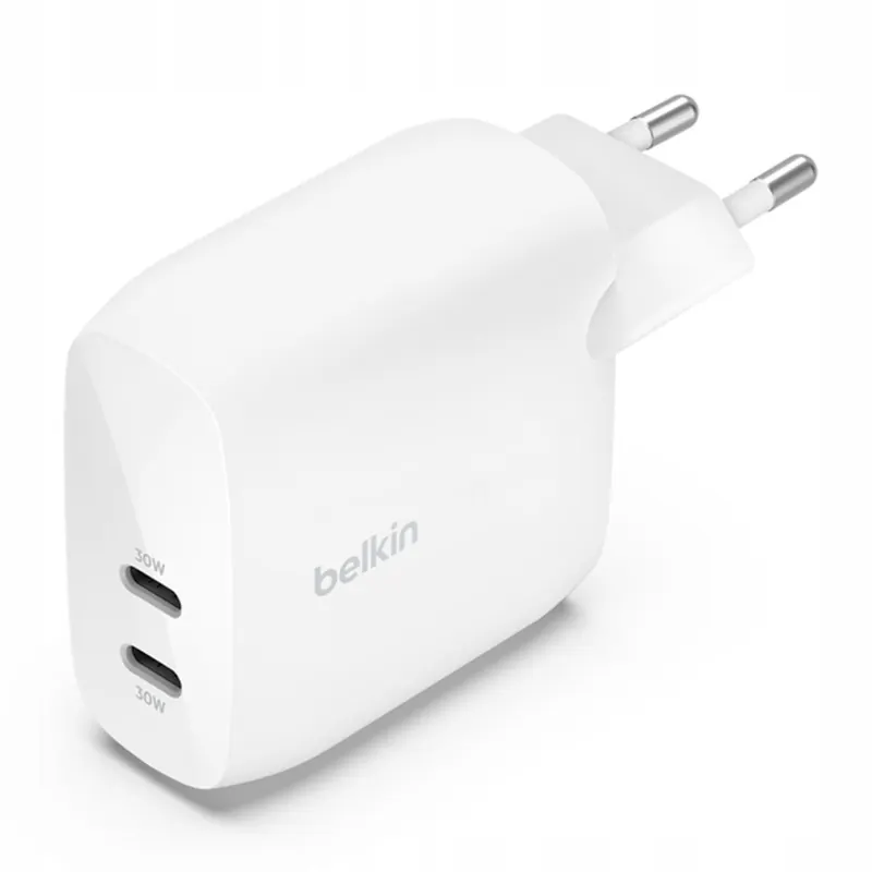 Belkin 60W Dual Usb-c Pd Wall Charger White WCB010vfWH