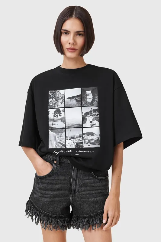 AllSaints Film Amelie Tee Black Maat: XS | Tops Outlet | Dames | Zwart