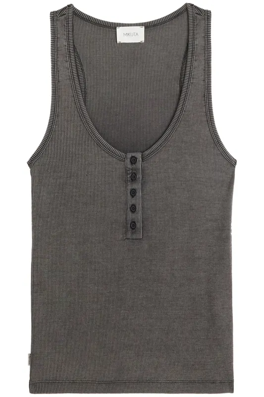 Mikuta The Dark Faded Buttoned Tank Top Maat: XS | Mouwloze Tops Outlet | Dames | Grijs