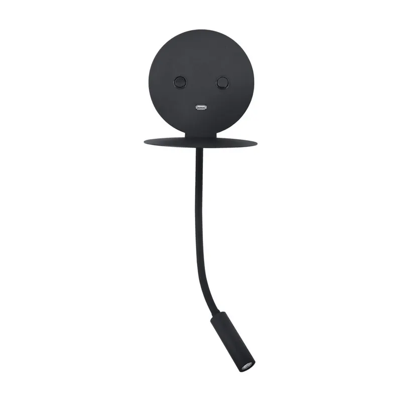 Czarny aluminiowy kinkiet LED z elastyczną konstrukcją/z portem USB Eclip – Nova Luce