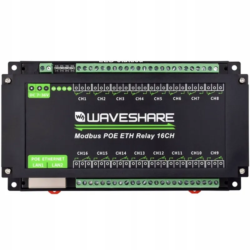 16-kanálový reléový modul Waveshare Modbus Poe Eth Relay 16CH izolovaný
