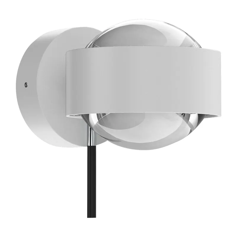 Puk Mini Wall+ LED, przezroczyste soczewki, biały mat/chrom