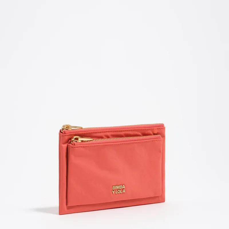 Portfel pocket nylon koralowy