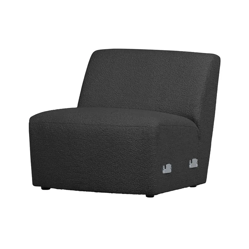Antracytowy moduł sofy z materiału bouclé (moduł środkowy) Coco  – WOOOD