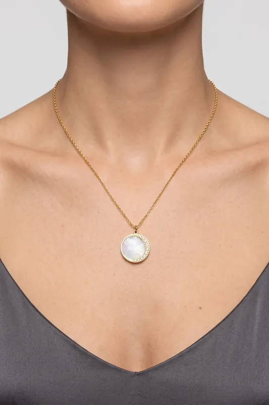 PURELEI Shining Moon Kette Gold Maat: OS | Kettingen Outlet | Dames | Wit