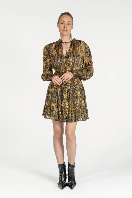 Ibana Deela - Print Floral Rose Maat: 36 | Mini Jurken Outlet | Dames | Zwart