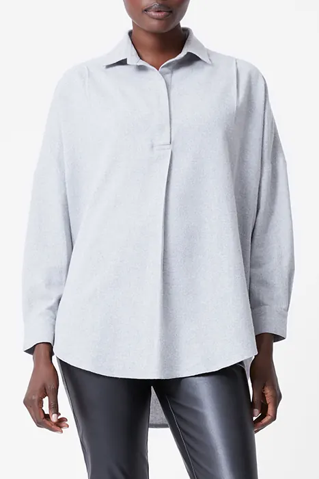French Connection Flannel Popover Light Grey Mel Maat: 8 | Blouses Outlet | Dames | Grijs