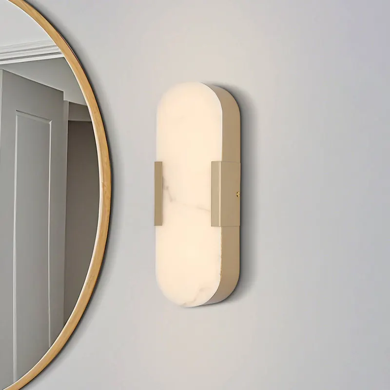 Kinkiet LED do łazienki Opaline, Wysokość 35 cm, kolor złoty Metal/żywica