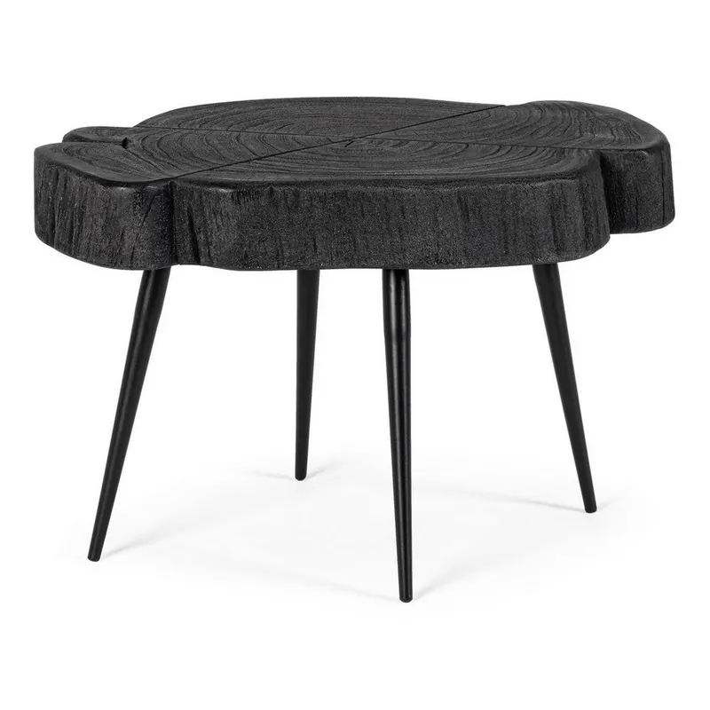 Czarny stolik z blatem z drewna akacjowego 35x46 cm Zakia – Bizzotto