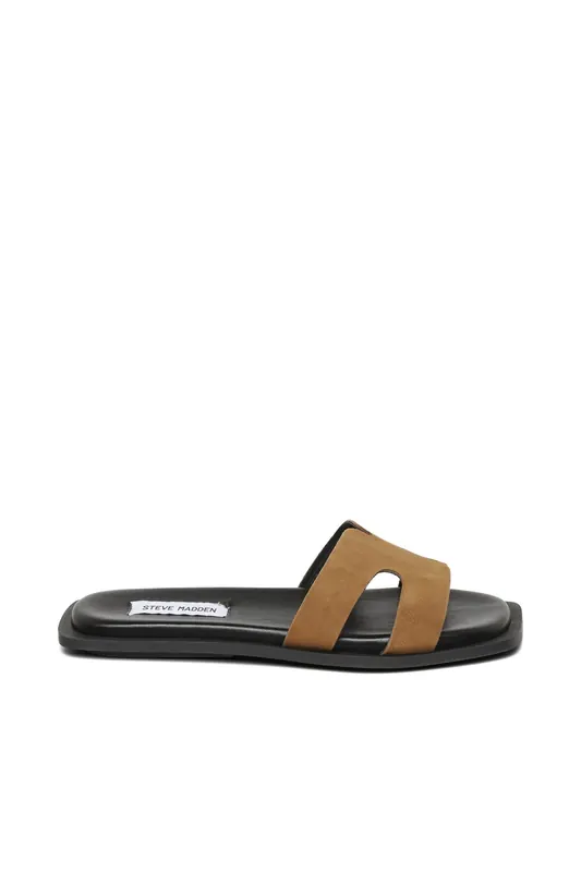 Steve Madden Sofia Slides Camel Suede Maat: 37 | Sandalen Outlet | Dames | Zwart
