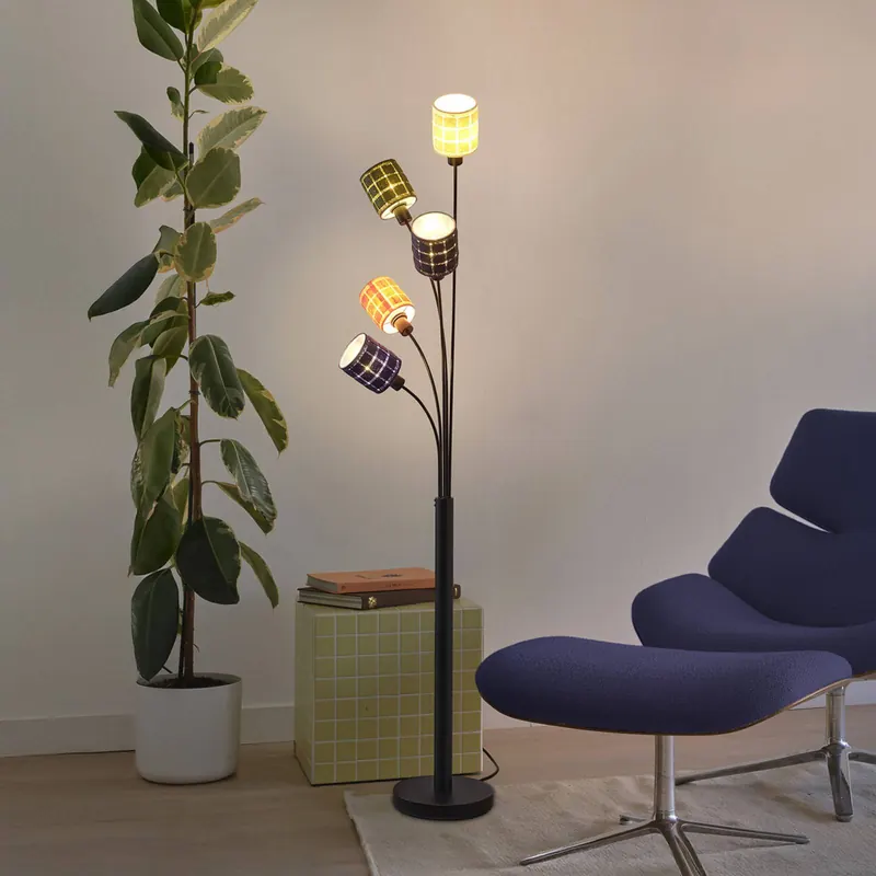 Lampa podłogowa OSRAM Decor Felt Weaving Cans, kolorowa, 5-punktowa, E14