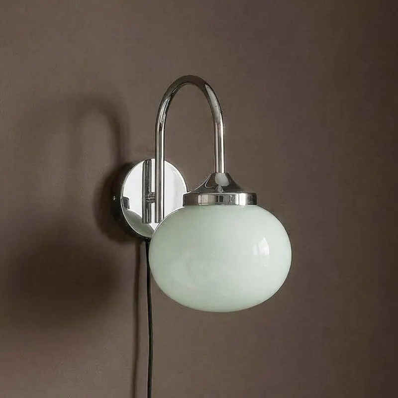 Lampa ścienna Elsy, jasnozielony/chrom, szkło, wtyczka, E14