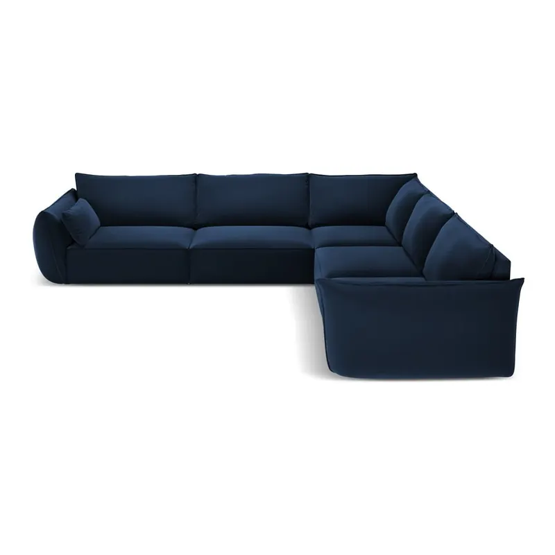 Ciemnoniebieski aksamitny narożnik Vanda – Mazzini Sofas