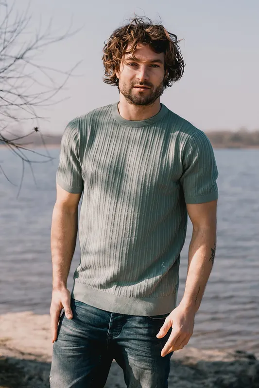 Kultivate Ts Vertical Iceberg Green Maat: XL | Sweaters Outlet | Heren | Groen