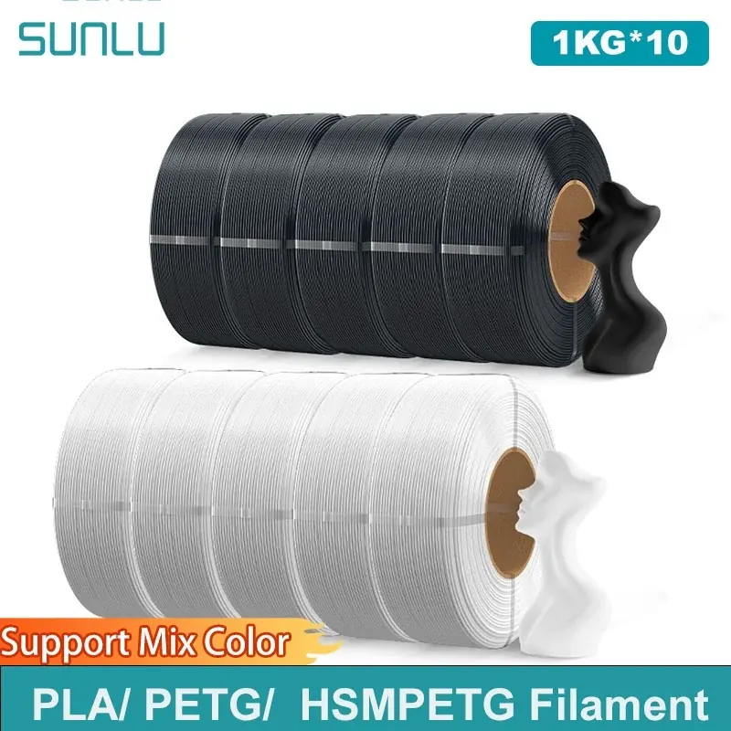 SUNLU 10KG PLA/PETG/ Szybki Matowy Filament PETG 1.75mm 1KG Bez Tacki Filament do Drukarki 3D, Filament do Ponownego Napełniania