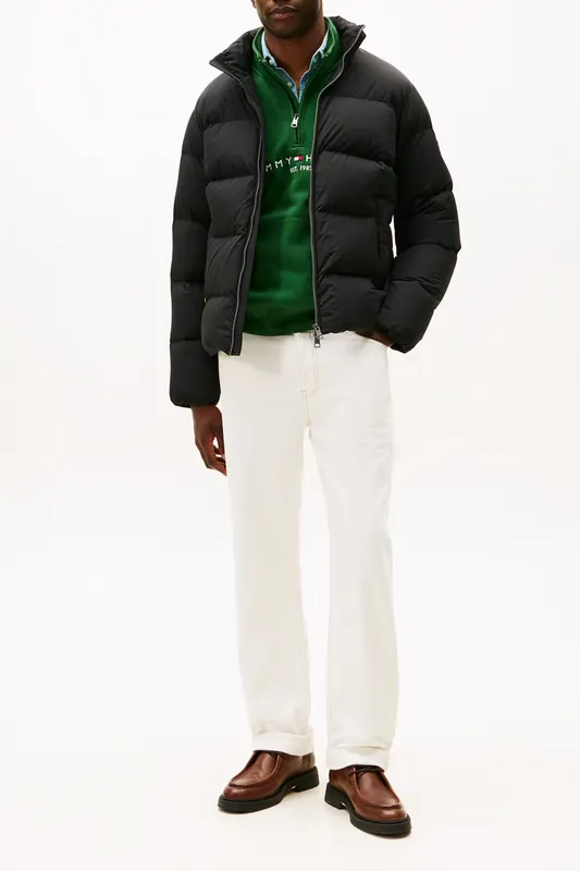 Tommy Hilfiger Down Stand Puffer Jacket Black Maat: M | Winterjassen Outlet | Heren | Zwart