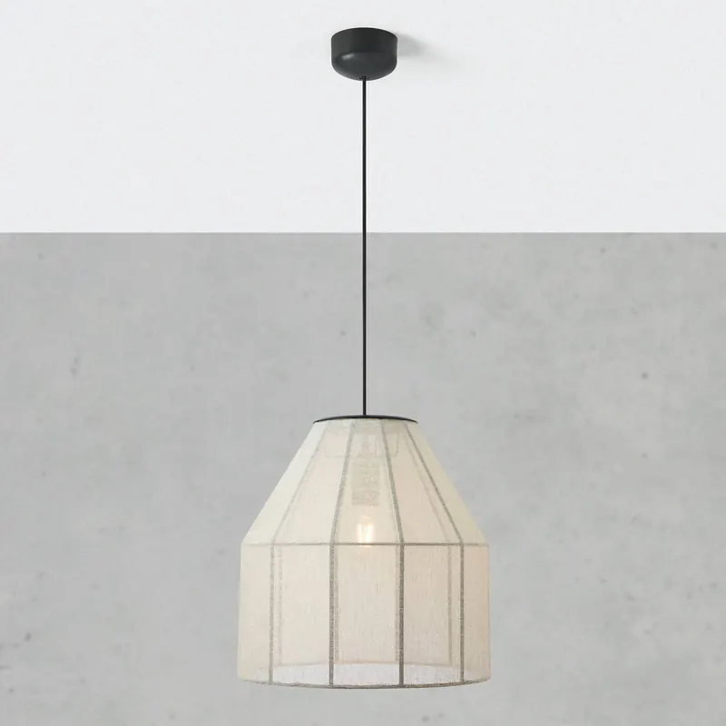 Lampa wisząca Aiko, beżowa/czarna, Ø 37 cm, tkanina/metal