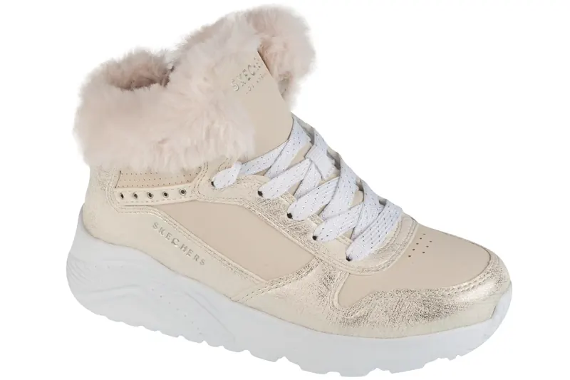 Skechers Uno Lite - Comfurt Collar 310396L-NAT, Dla dziewczynki, Beżowe, buty zimowe, skóra syntetyczna, rozmiar: 38