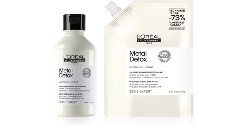 L’Oréal Professionnel Serie Expert Metal Detox wygodne opakowanie z szamponem i uzupełnieniem