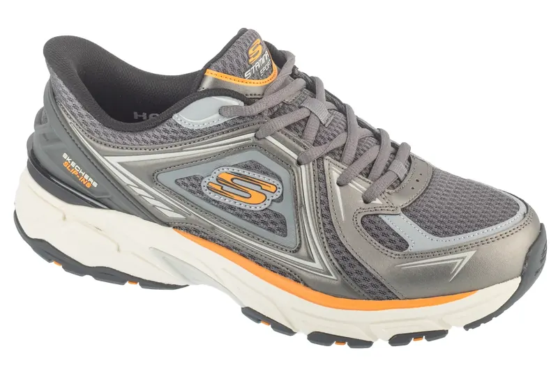 Skechers Slip-Ins: Stamina Sport - Kordae 233156-CCOR, Męskie, Szare, buty sneakers, skóra naturalna, rozmiar: 41