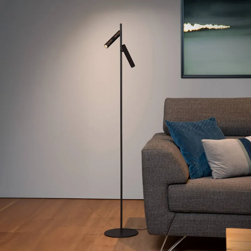 Lampa stojąca LED PHILON, czarna, 2-punktowa, wysokość 140 cm, metalowa