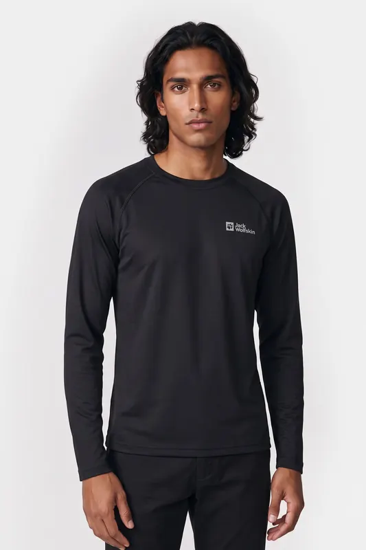 Jack Wolfskin Infinite Light Long Sleeve Black Maat: M | Basic T-Shirts Outlet | Heren | Zwart
