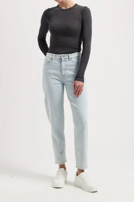 Mud Jeans Mams High Tapered Faded Grey Maat: W28L32 | Straight Broeken Outlet | Dames | Grijs