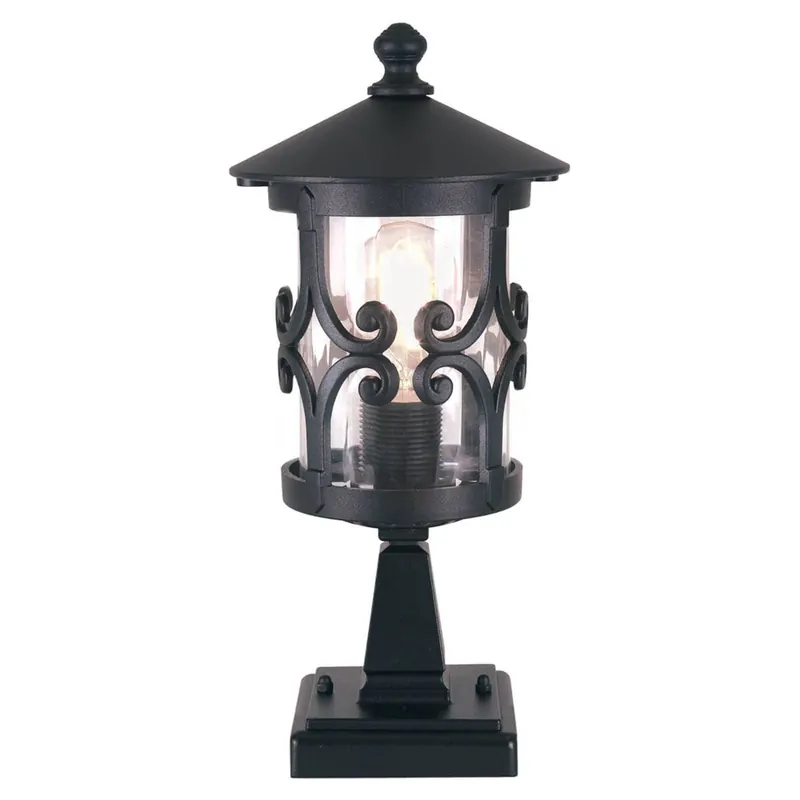 Lampa cokołowa Hereford, czarny, aluminium, szkło, wysokość 34 cm