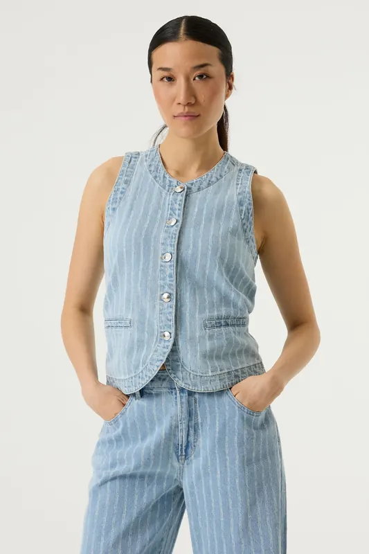 Garcia Ladies Jacket Denim Blue Maat: M | Gilets Outlet | Dames | Blauw