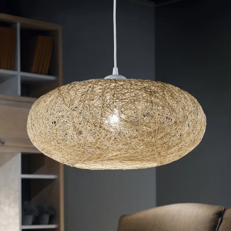 Tekstylna lampa wisząca Campilo, beżowa