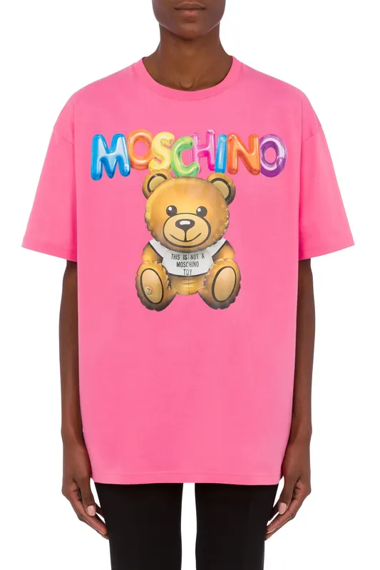 Moschino Inflatable Teddy Bear Organic Jersey T-shirt Pink Maat: S | Tops Outlet | Dames | Roze