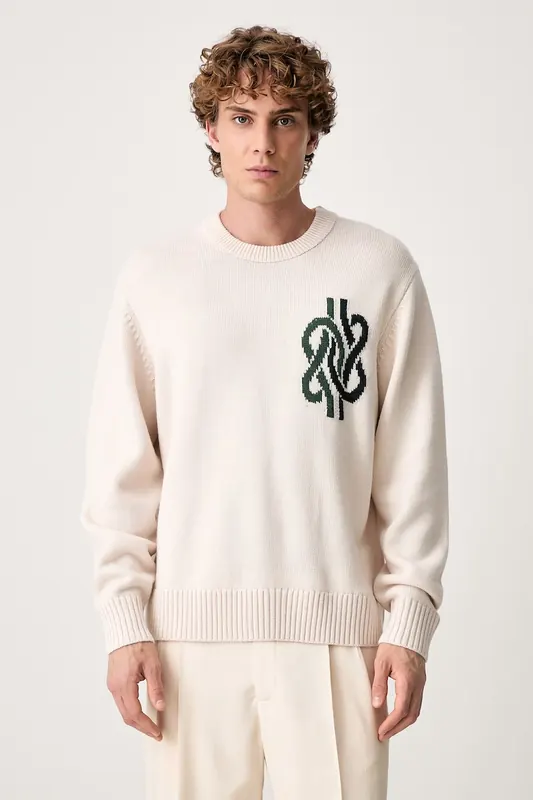 Filling Pieces sweter męski z wełną Knit Sweater Knot