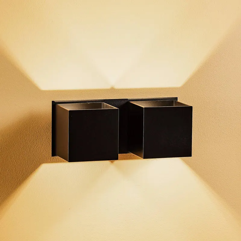 Lampa ścienna Ara 2 up/down z aluminium, 2-punktowa, czarna