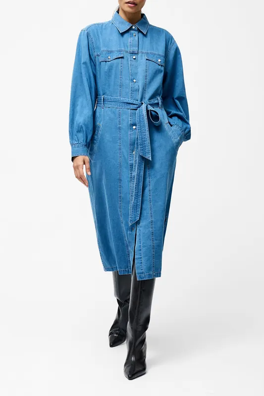 French Connection Zaves Chambray Denim Dresss Vintage Maat: XS | Midi Jurken Outlet | Dames | Blauw