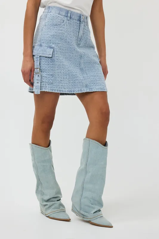 EsQualo Skirt Jeans Damaged Light Blue Maat: 36 | Mini Rokken Outlet | Dames | Blauw