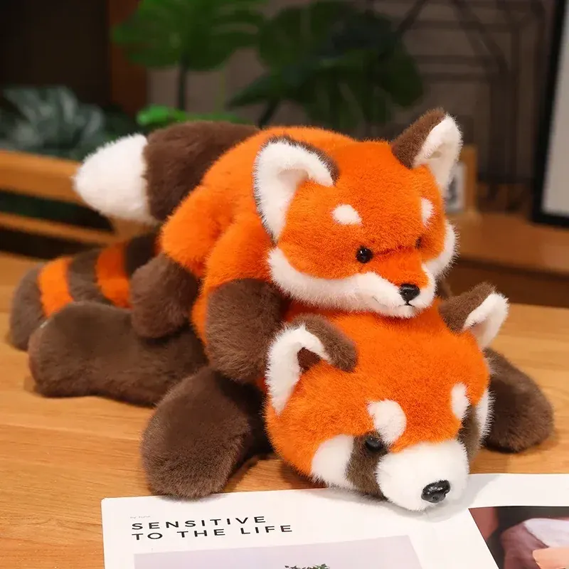 30-60cm Nowa wypchana figurka anime Lalka Turned Red Panda Pluszowa lalka Puszyste włosy Czerwony szop Zwierzęta Przytul Rzuć poduszkę Dzieci