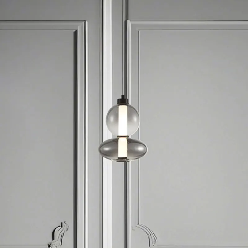 Żyrandol LED Daphne, szkło szare przezroczyste, wysokość 28 cm