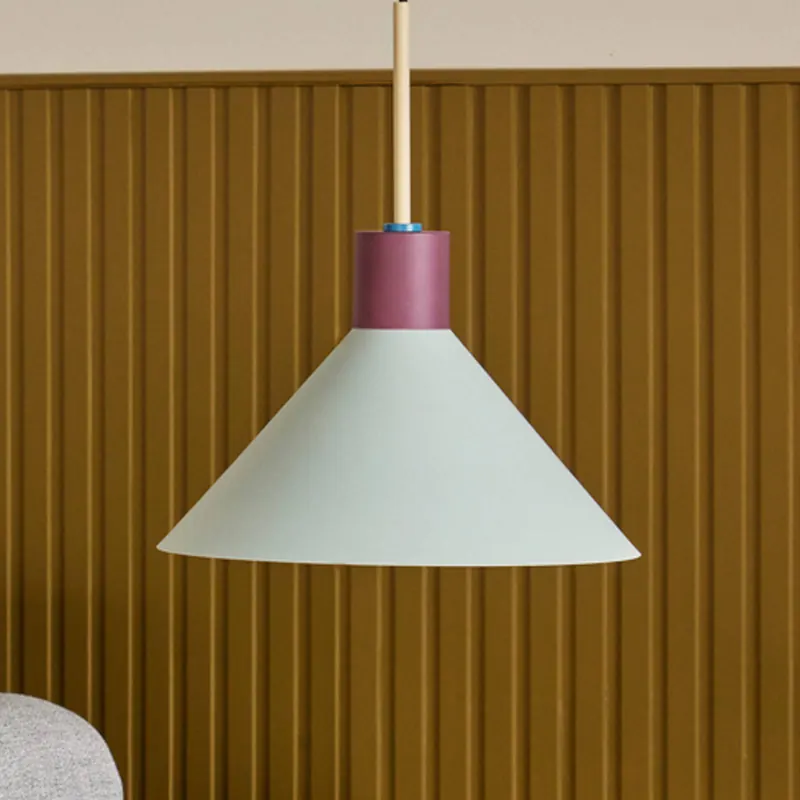 Lampa wisząca Hübsch Crayon, jasnoniebieska/winnoczerwona, żelazo, E27