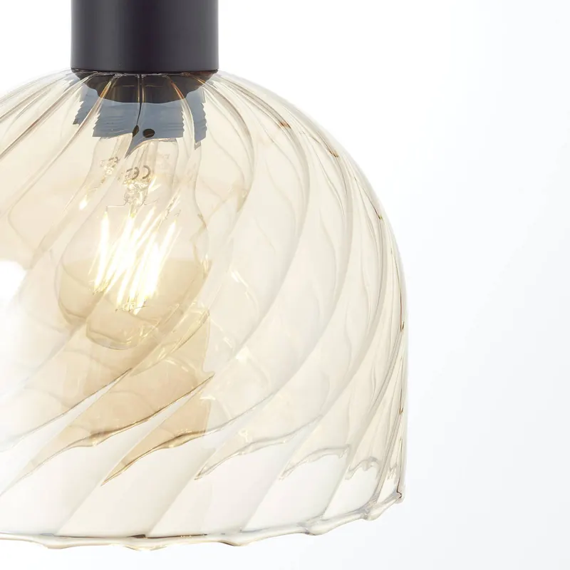Lampa wisząca Casto, Ø 19 cm, bursztyn, szkło
