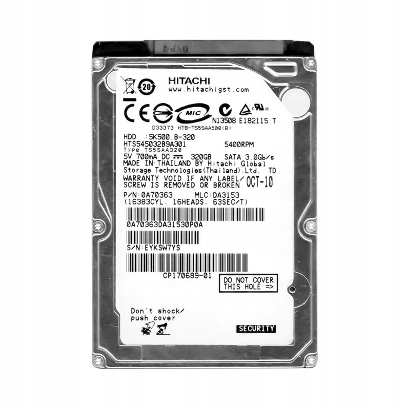 320 Gb 5,4 k 8 Mb Sata II 2,5 HTS545032B9A301
