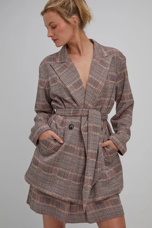 Josephine & Co Storm Blazer Multi Colour Dark Check Maat: 40 | Blazers Outlet | Dames | Zwart