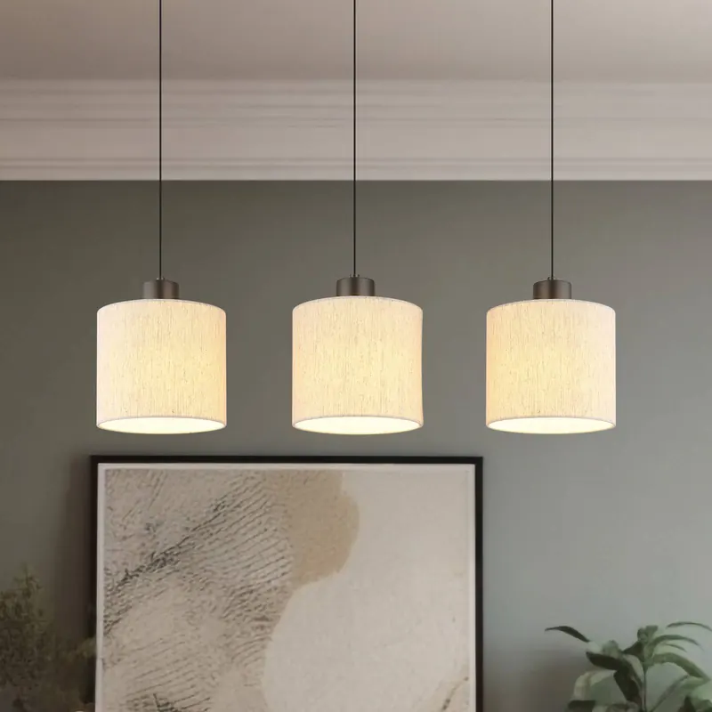 Żyrandol LED „Thea”, długość 74 cm, 3-punktowy, kremowo-czarna matowa
